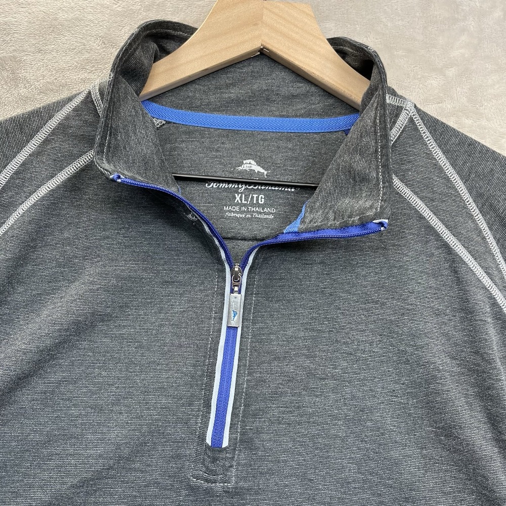 Tommy Bahama Sweater Mens XL 1/4 Zip Long‎ Sleeve Gray